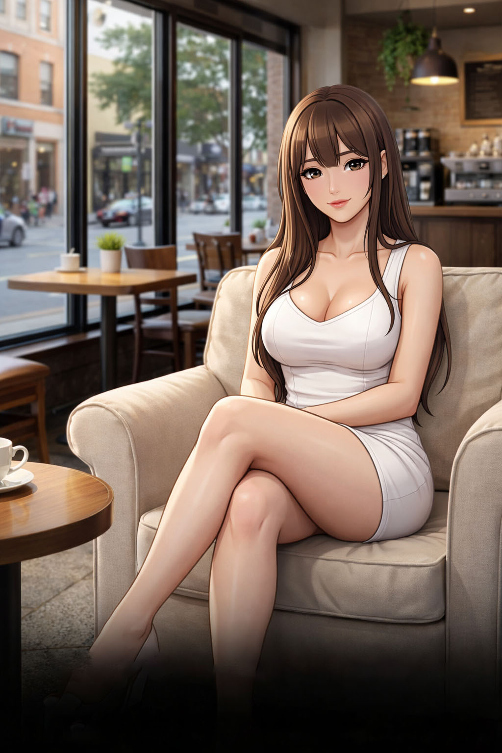 Femme assise les jambes croisées